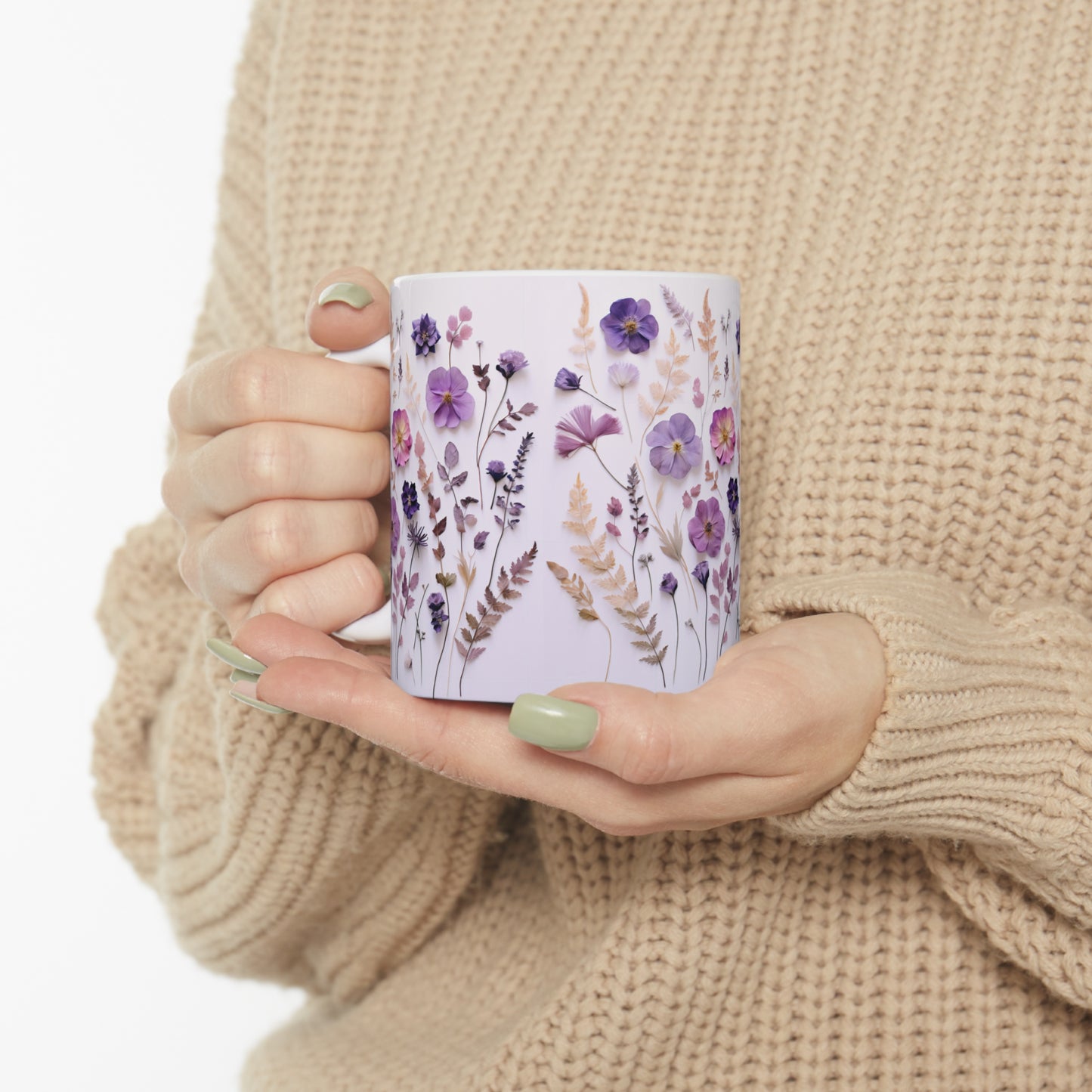 Purple Floral Ceramic Mug 11oz