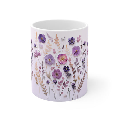 Purple Floral Ceramic Mug 11oz