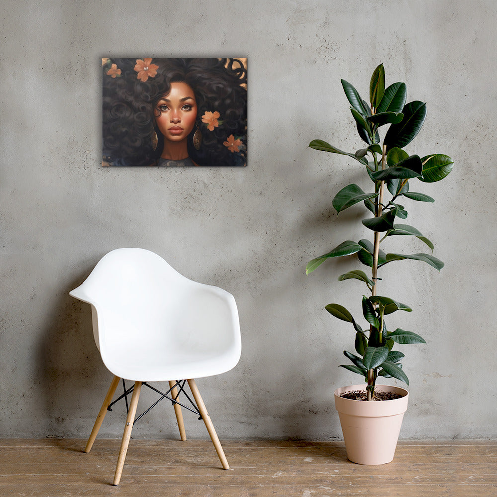 Woman with Flower in her Hair Canvas