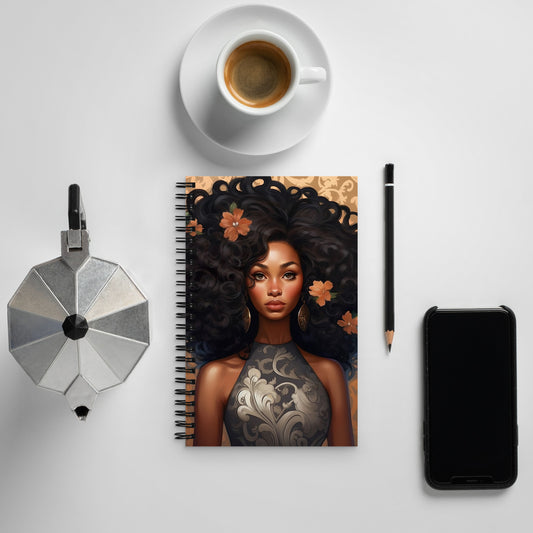 Woman with Flowers in her Hair Spiral notebook